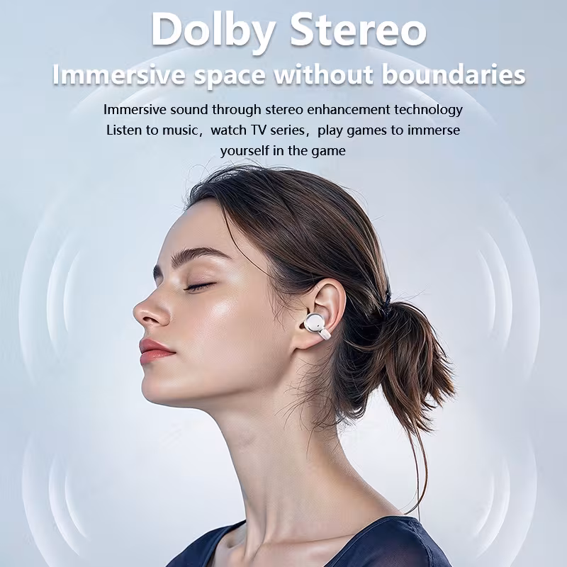 Illustration of doubled stereo sound across both earbud sets